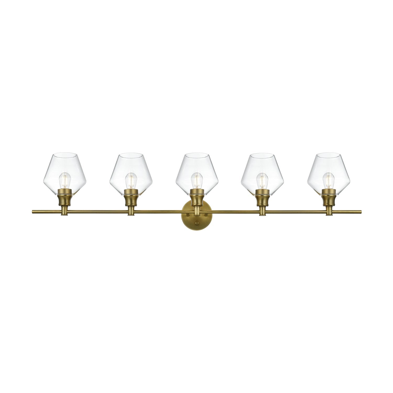 5 Light Satin Gold And Clear Glass Wall Sconce by Living District