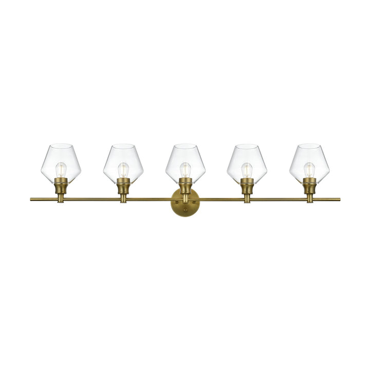 5 Light Satin Gold And Clear Glass Wall Sconce by Living District
