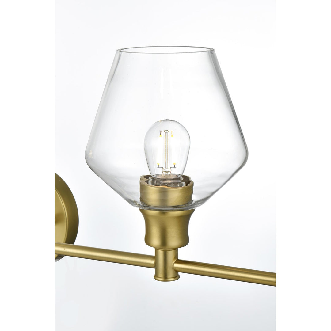 5 Light Satin Gold And Clear Glass Wall Sconce