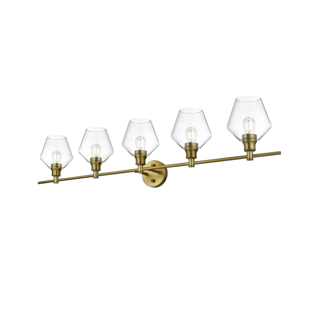 5 Light Satin Gold And Clear Glass Wall Sconce