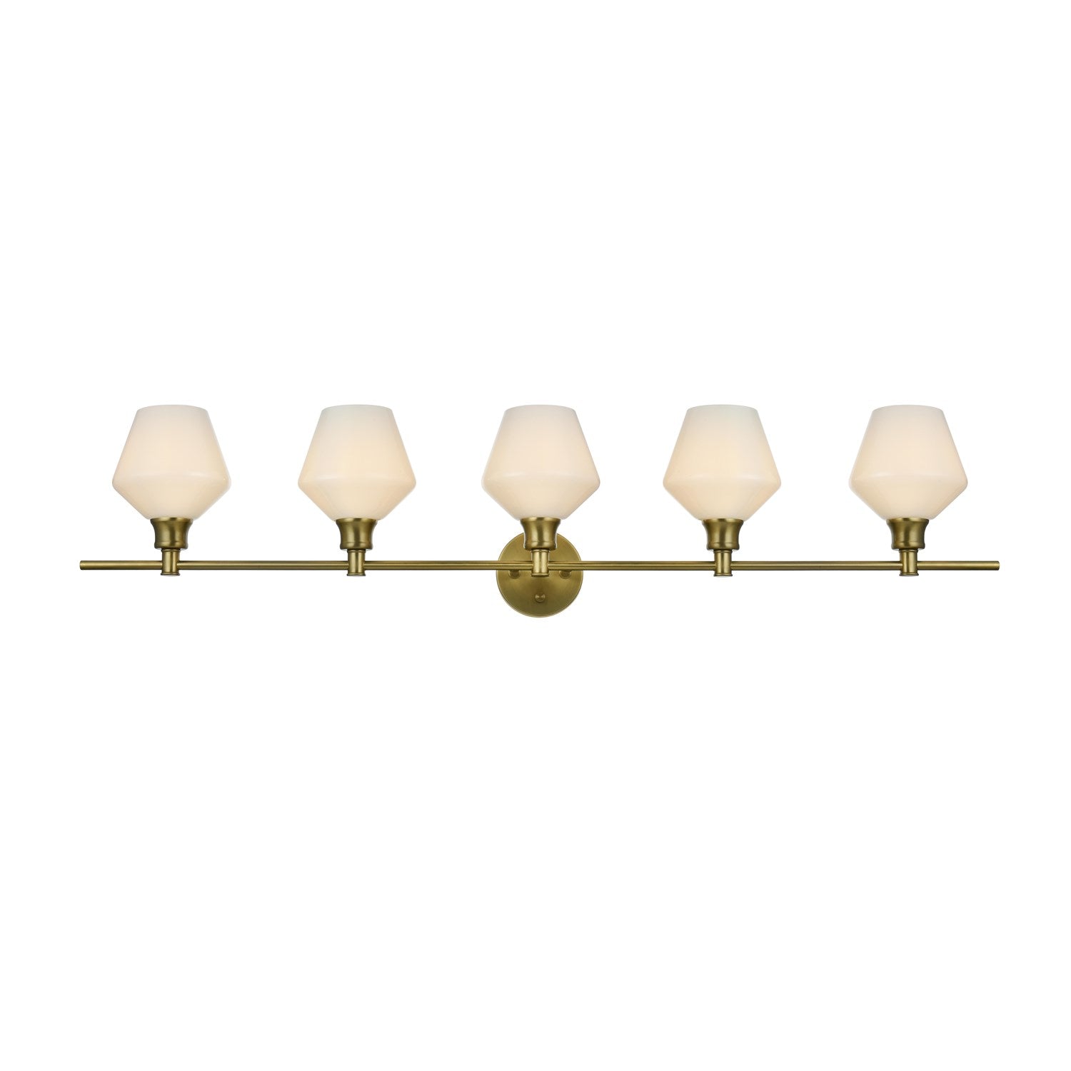 5 Light Satin Gold And Frosted White Glass Wall Sconce by Living District