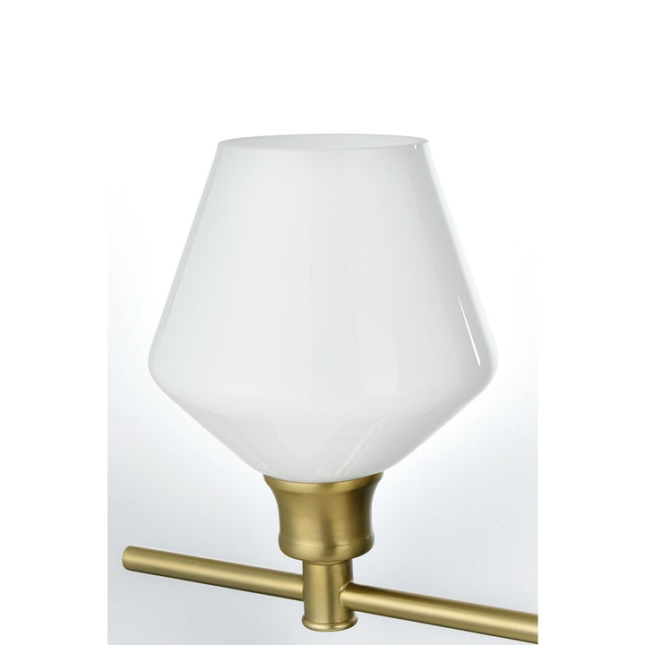 5 Light Satin Gold And Frosted White Glass Wall Sconce