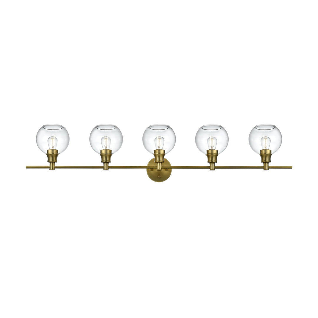 5 Light Satin Gold And Clear Glass Wall Sconce by Living District