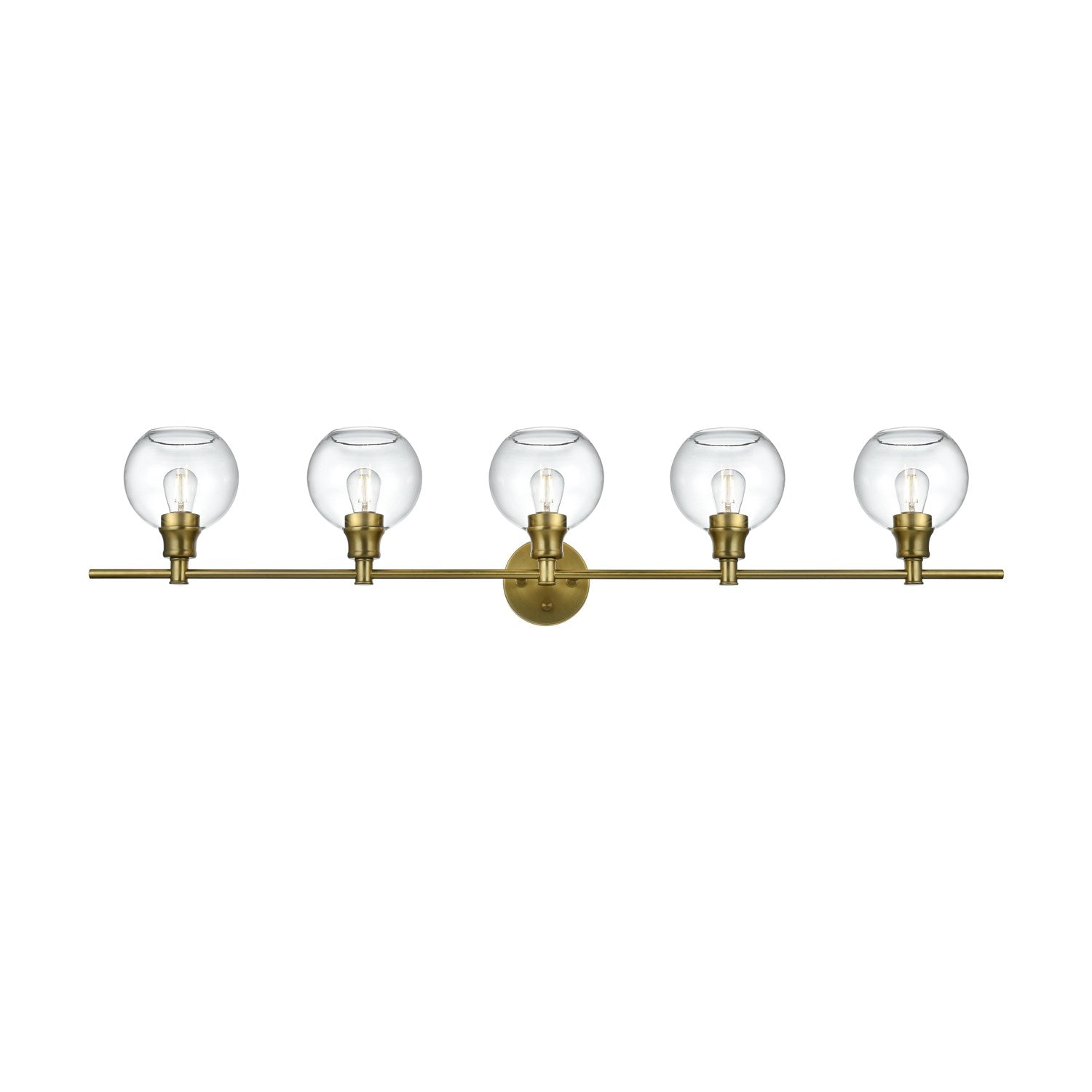 5 Light Satin Gold And Clear Glass Wall Sconce by Living District
