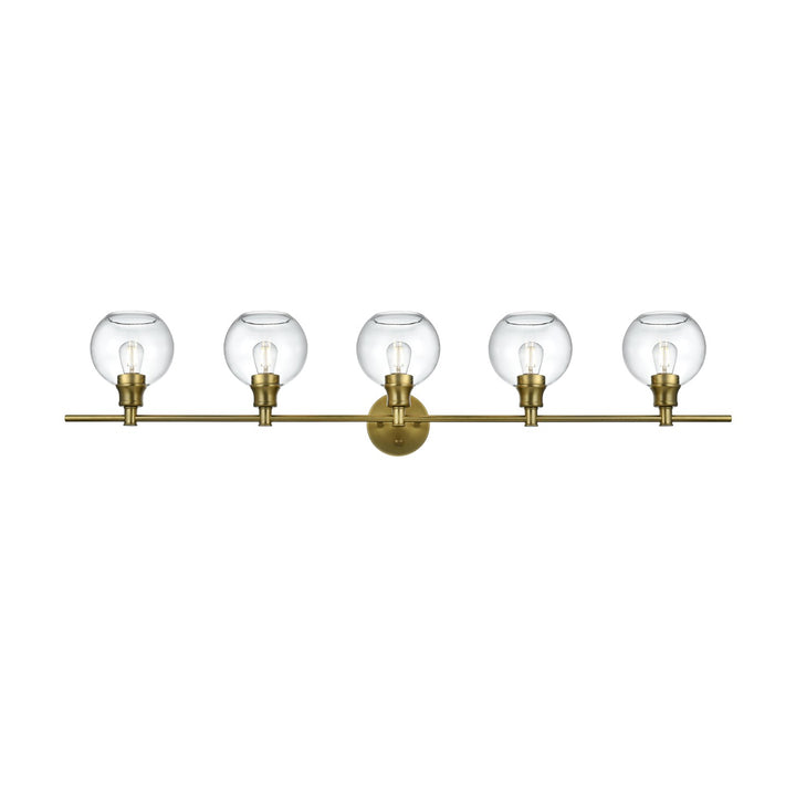 5 Light Satin Gold And Clear Glass Wall Sconce by Living District