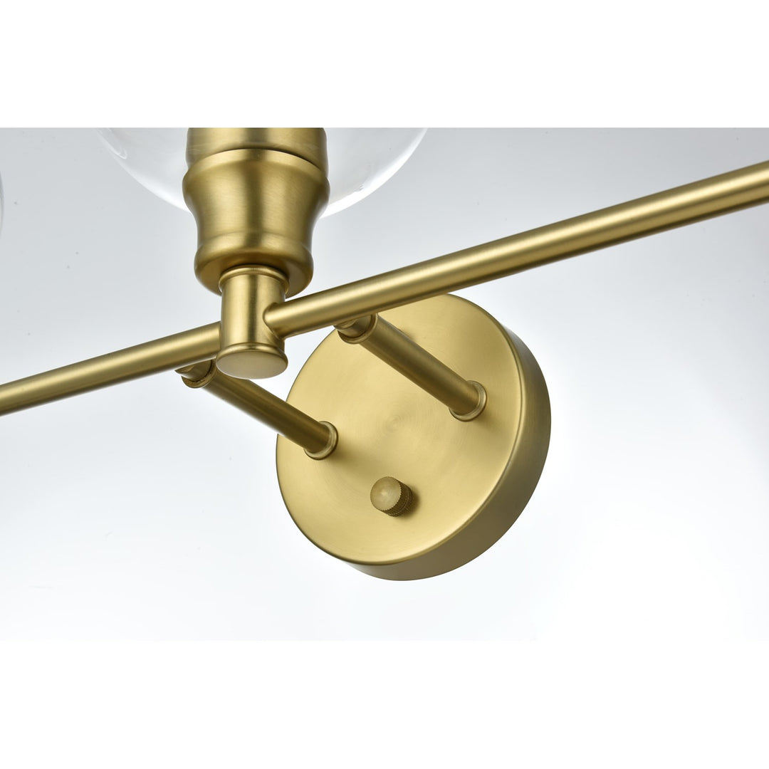 5 Light Satin Gold And Clear Glass Wall Sconce