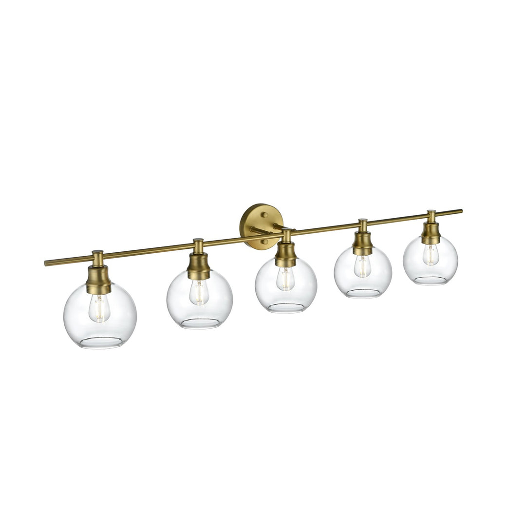 5 Light Satin Gold And Clear Glass Wall Sconce