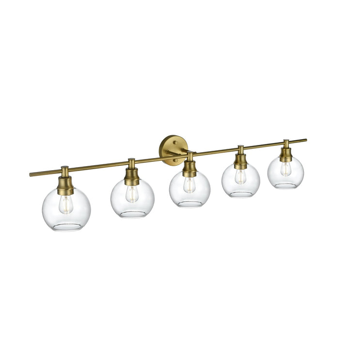 5 Light Satin Gold And Clear Glass Wall Sconce