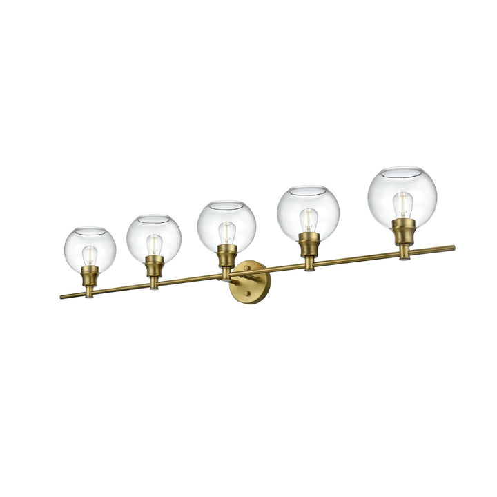 5 Light Satin Gold And Clear Glass Wall Sconce