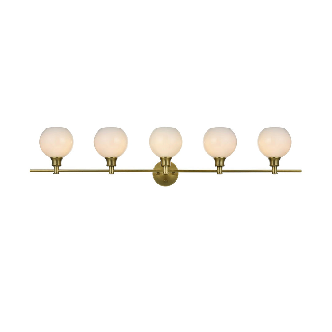 5 Light Satin Gold And Frosted White Glass Wall Sconce by Living District