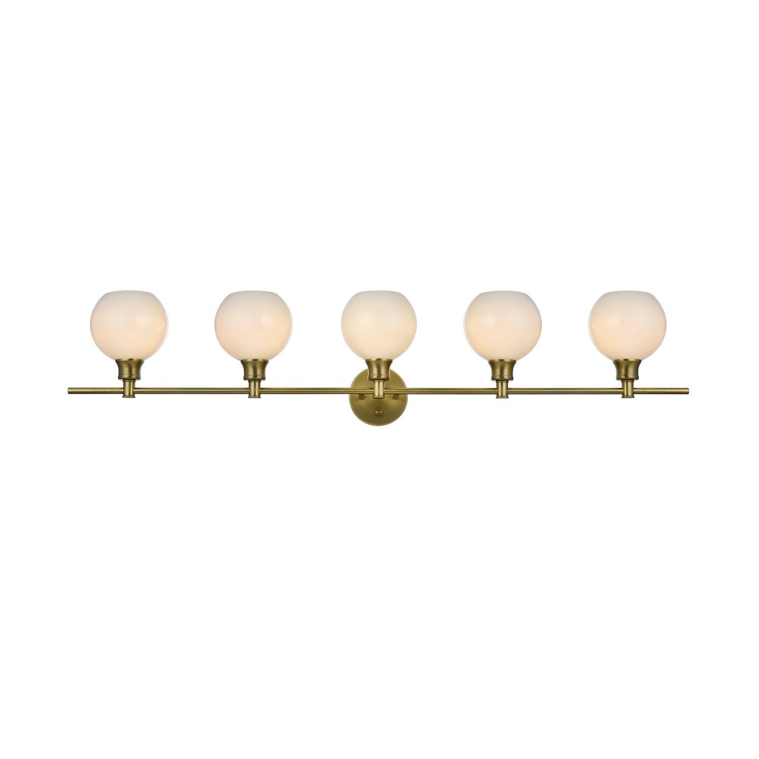 5 Light Satin Gold And Frosted White Glass Wall Sconce by Living District