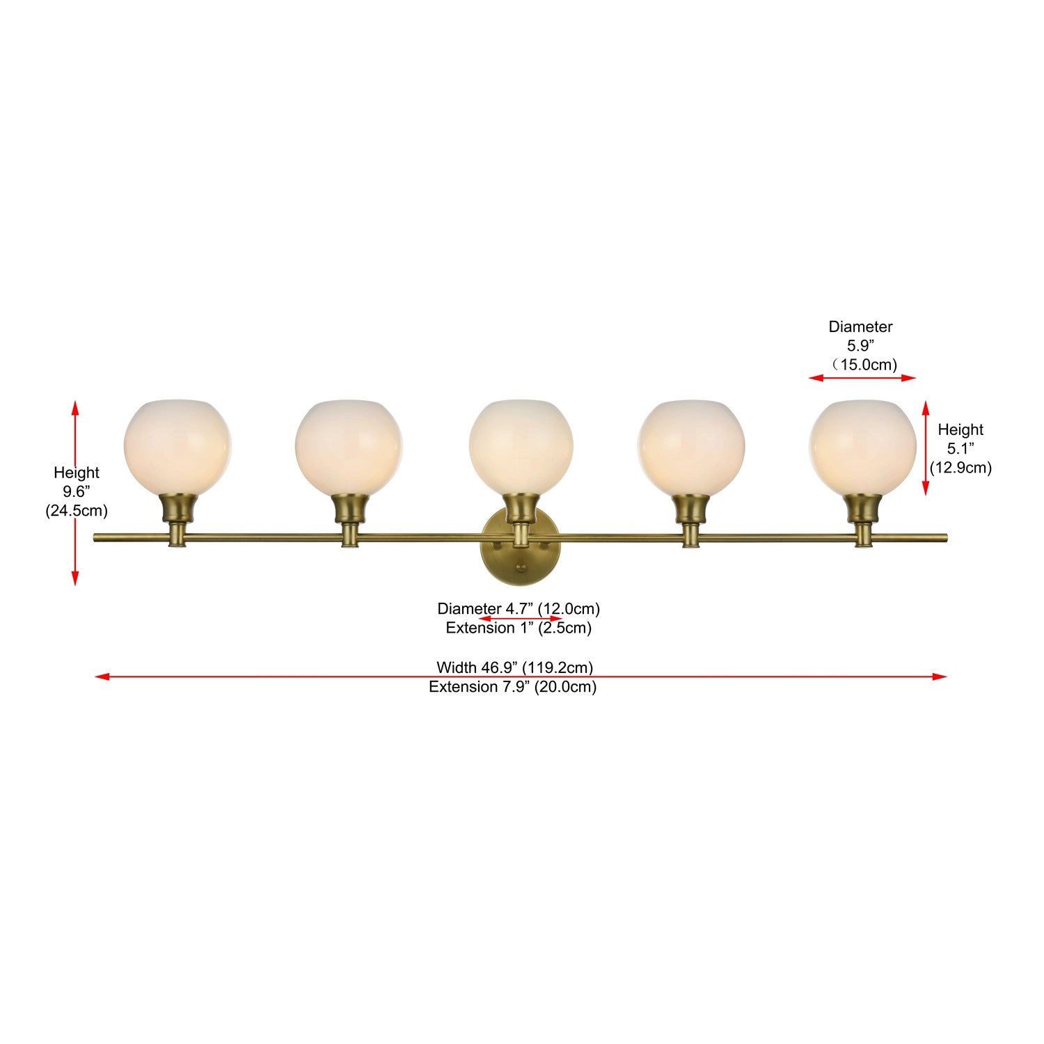 5 Light Satin Gold And Frosted White Glass Wall Sconce