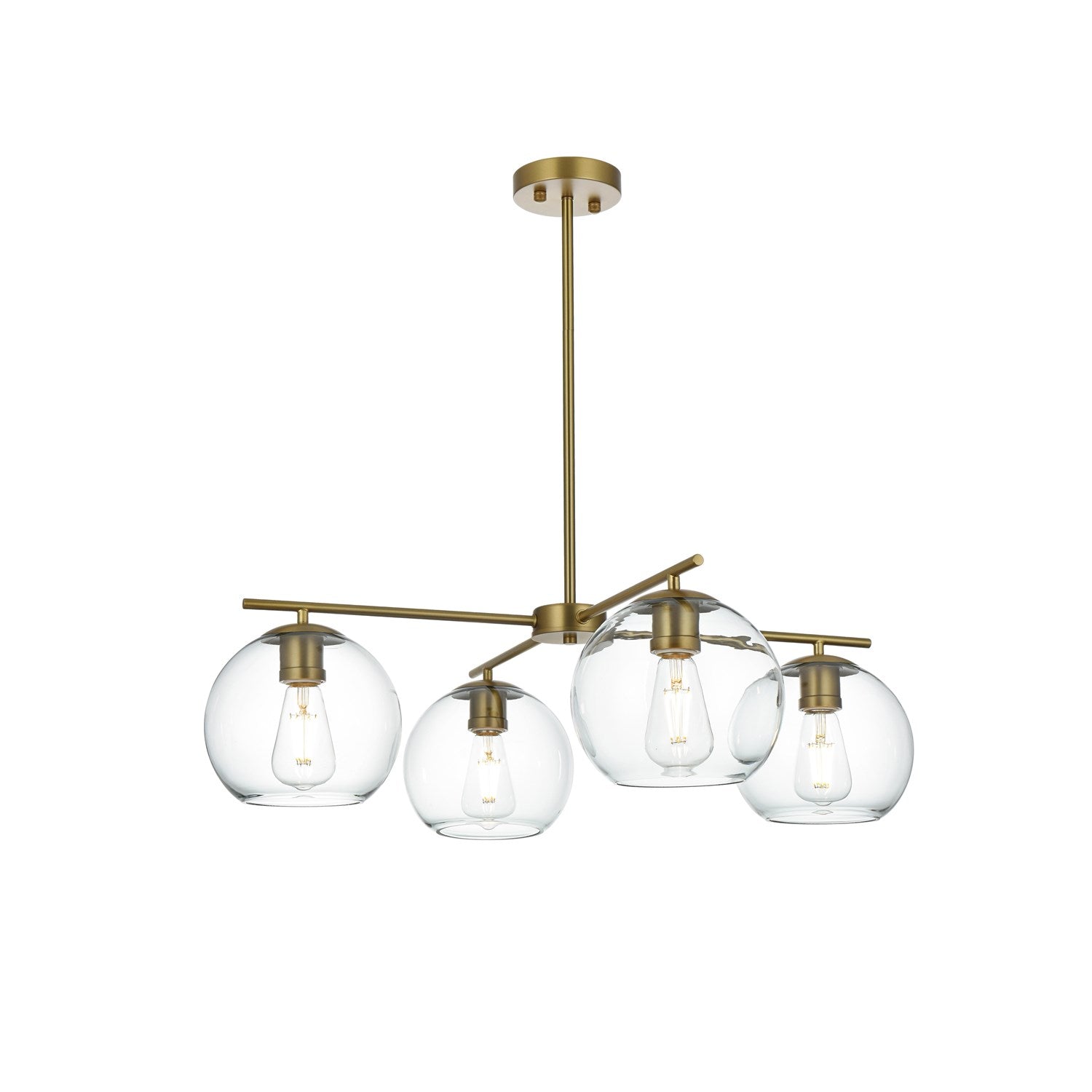 30.5 Inch Pendant Clear Shade In Satin Gold by Living District