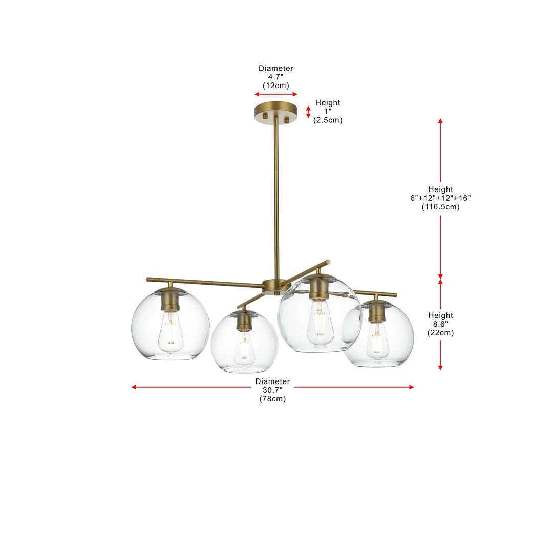 30.5 Inch Pendant Clear Shade In Satin Gold