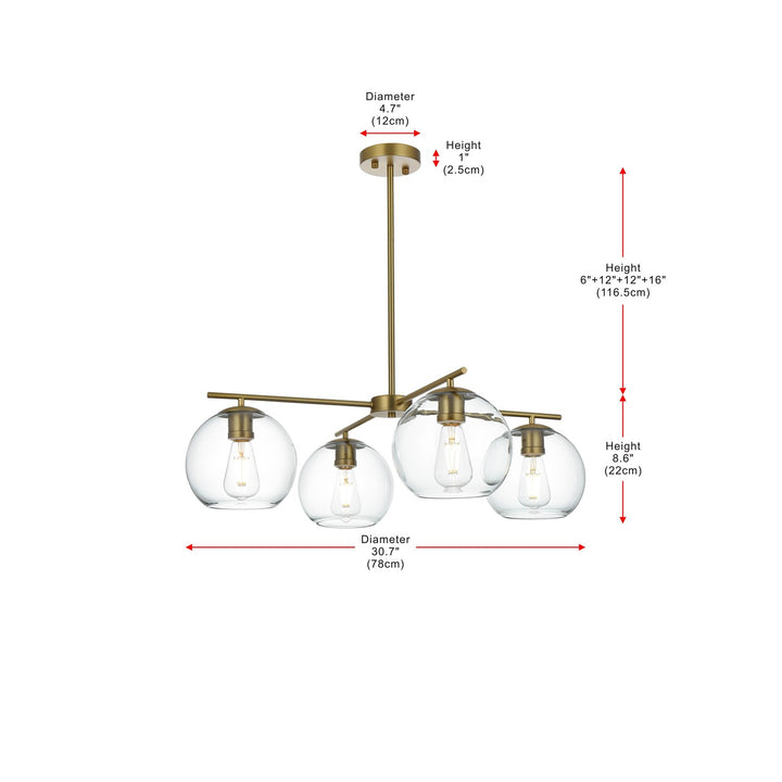 30.5 Inch Pendant Clear Shade In Satin Gold