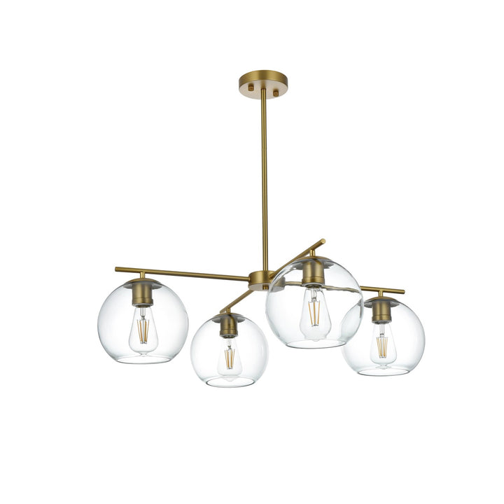 30.5 Inch Pendant Clear Shade In Satin Gold