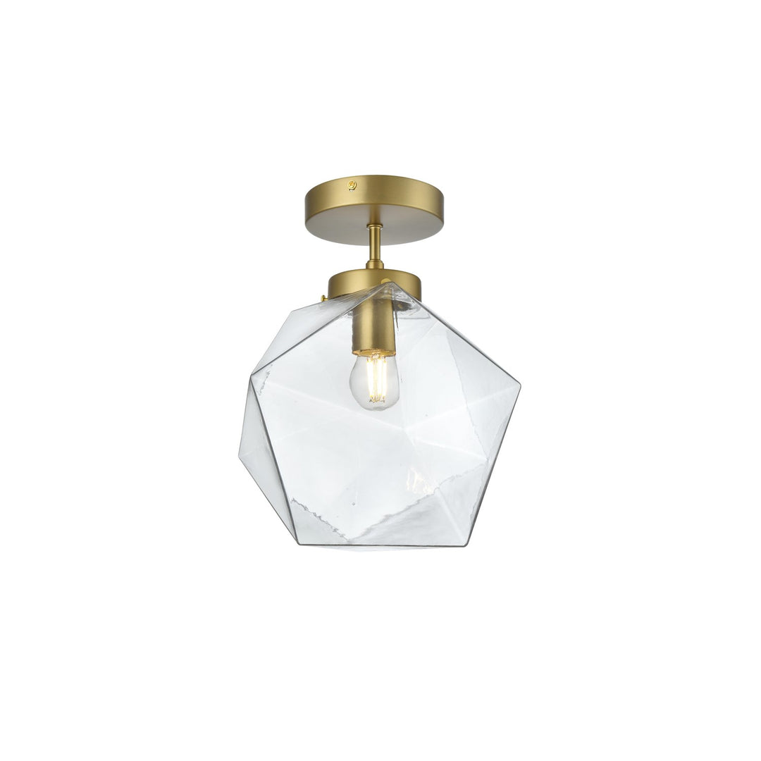 10 Inch Flush Mount Clear Shade In Satin Gold by Living District