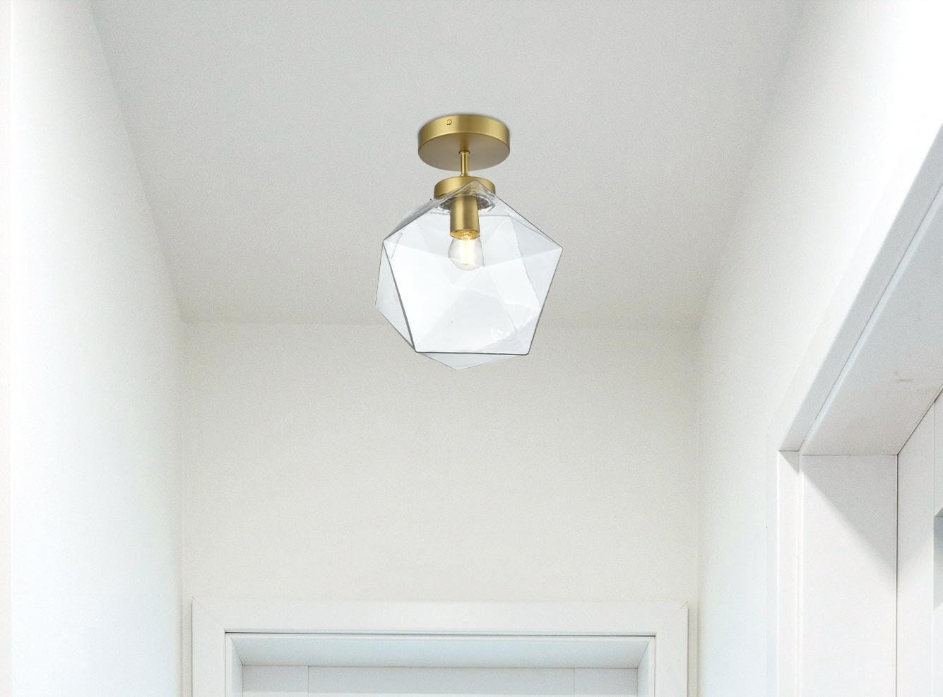 10 Inch Flush Mount Clear Shade In Satin Gold