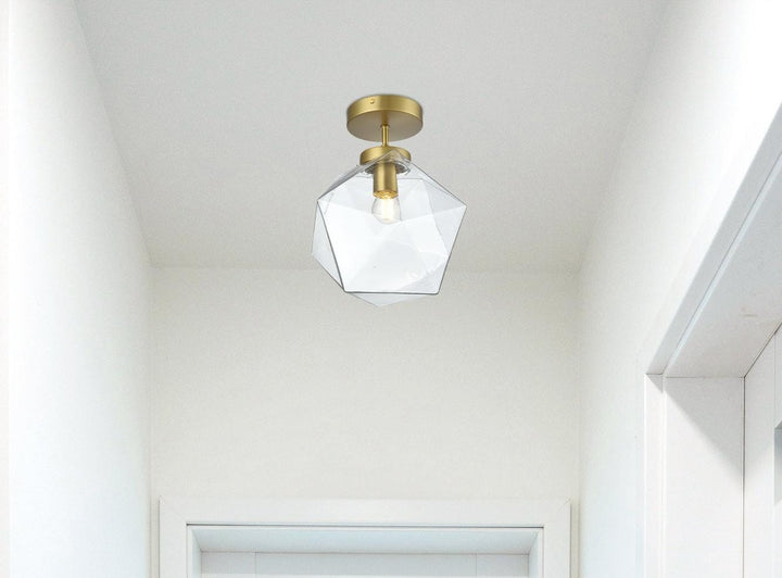 10 Inch Flush Mount Clear Shade In Satin Gold