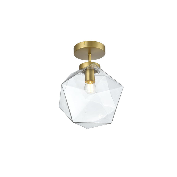 10 Inch Flush Mount Clear Shade In Satin Gold