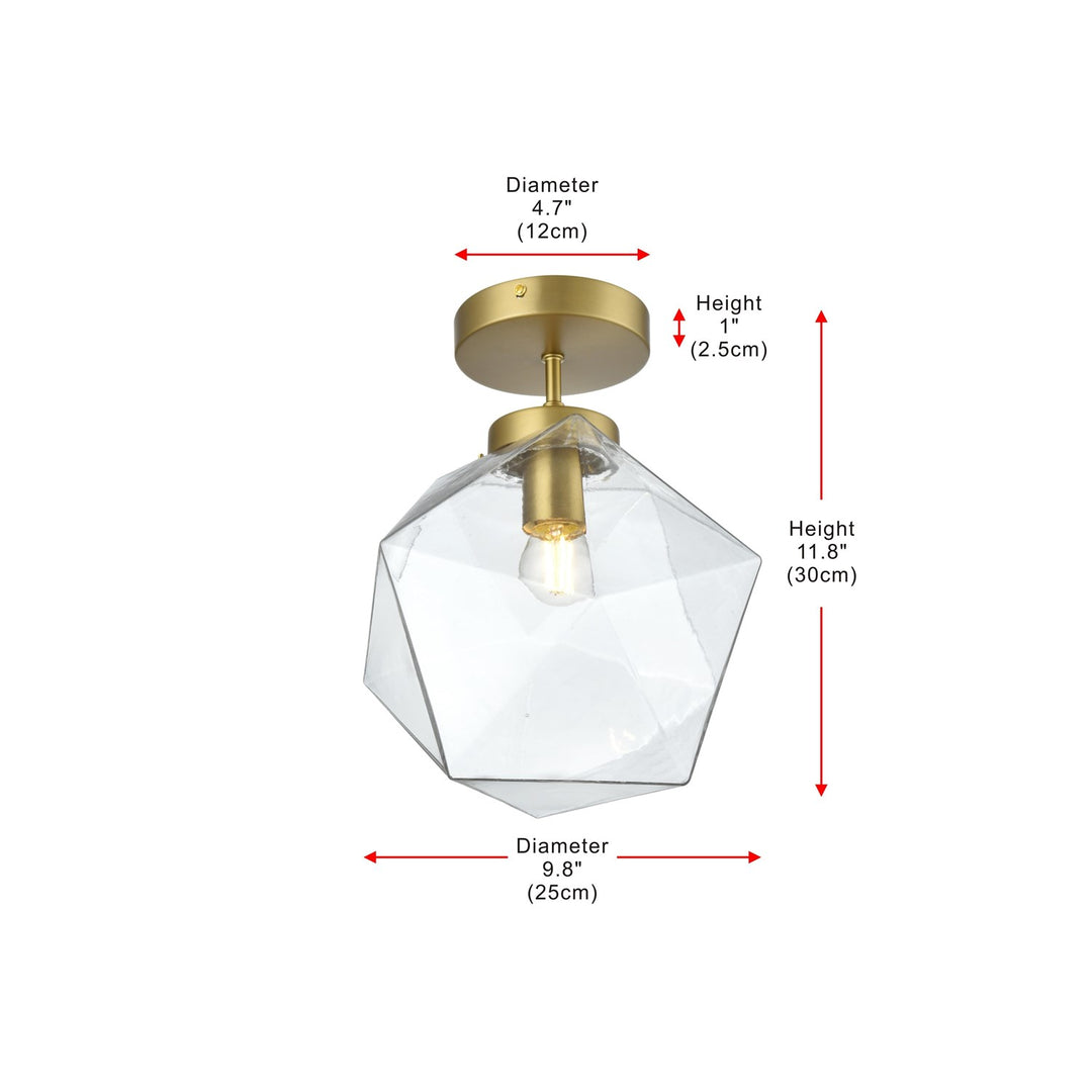 10 Inch Flush Mount Clear Shade In Satin Gold