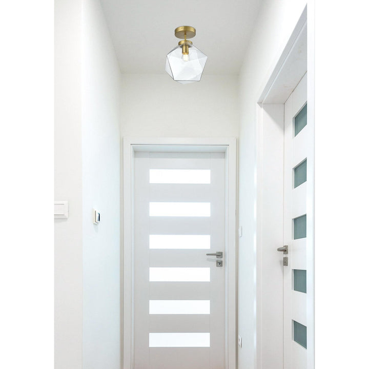 10 Inch Flush Mount Clear Shade In Satin Gold