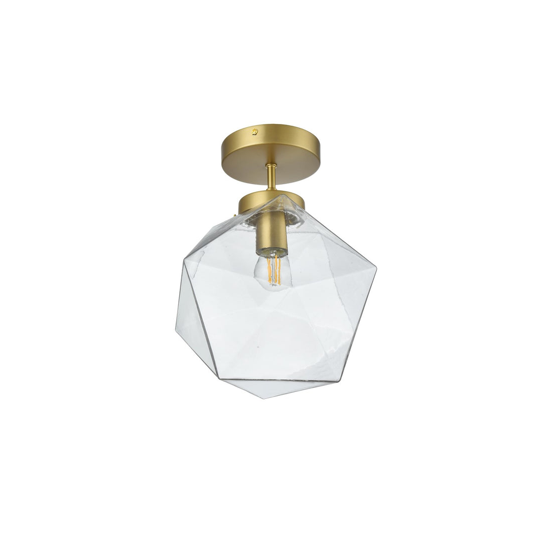 10 Inch Flush Mount Clear Shade In Satin Gold