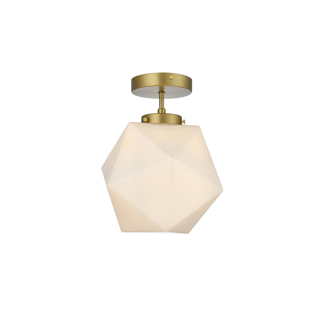 10 Inch Flush Mount Frosted White Shade In Satin Gold by Living District