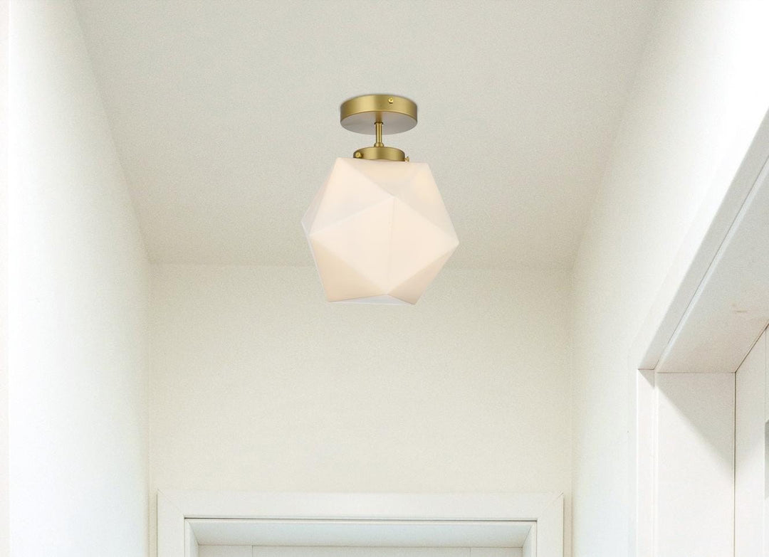 10 Inch Flush Mount Frosted White Shade In Satin Gold