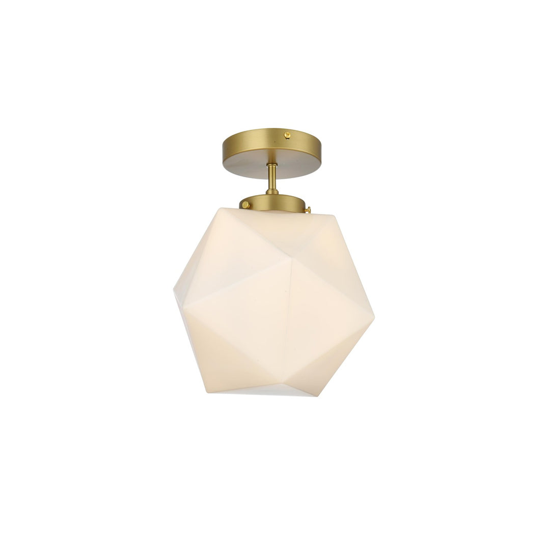 10 Inch Flush Mount Frosted White Shade In Satin Gold