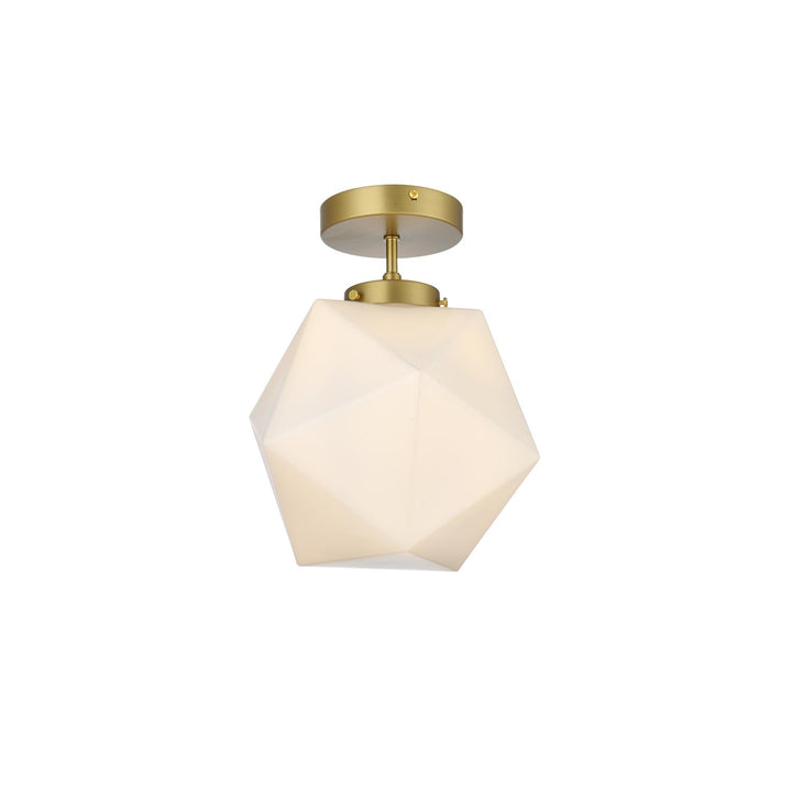 10 Inch Flush Mount Frosted White Shade In Satin Gold
