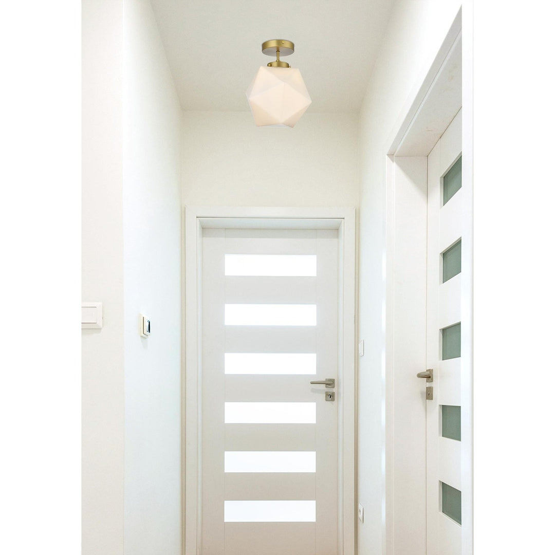 10 Inch Flush Mount Frosted White Shade In Satin Gold