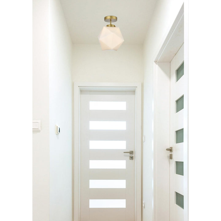 10 Inch Flush Mount Frosted White Shade In Satin Gold