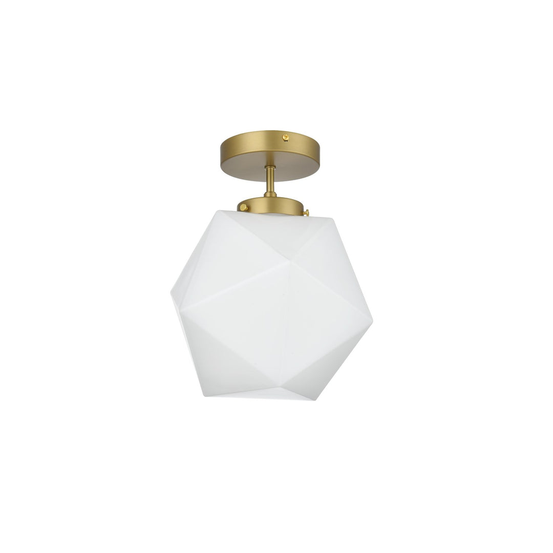 10 Inch Flush Mount Frosted White Shade In Satin Gold
