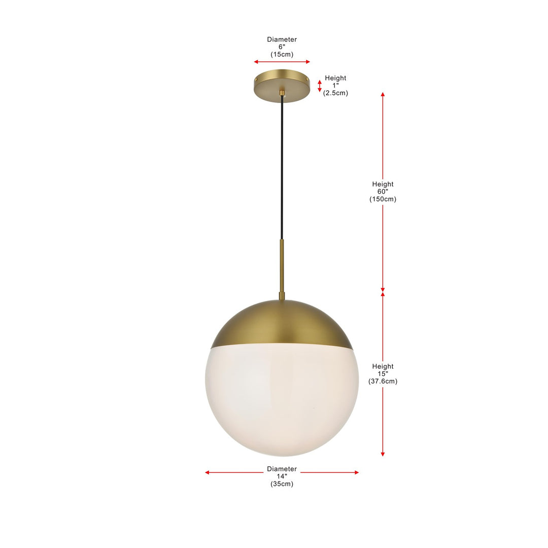 14 Inch Pendant Frosted White Shade In Satin Gold