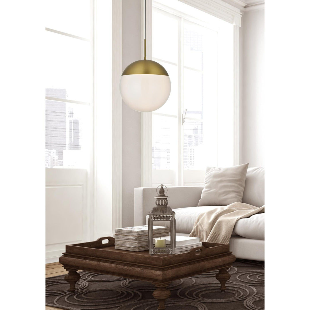 14 Inch Pendant Frosted White Shade In Satin Gold
