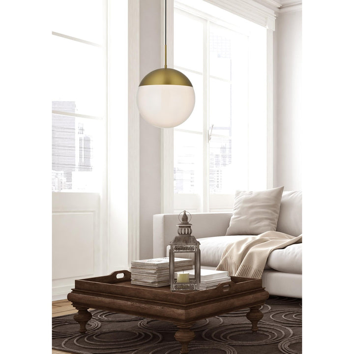 14 Inch Pendant Frosted White Shade In Satin Gold