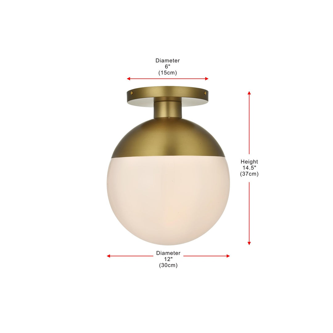 12 Inch Flush Mount Frosted White Shade In Satin Gold