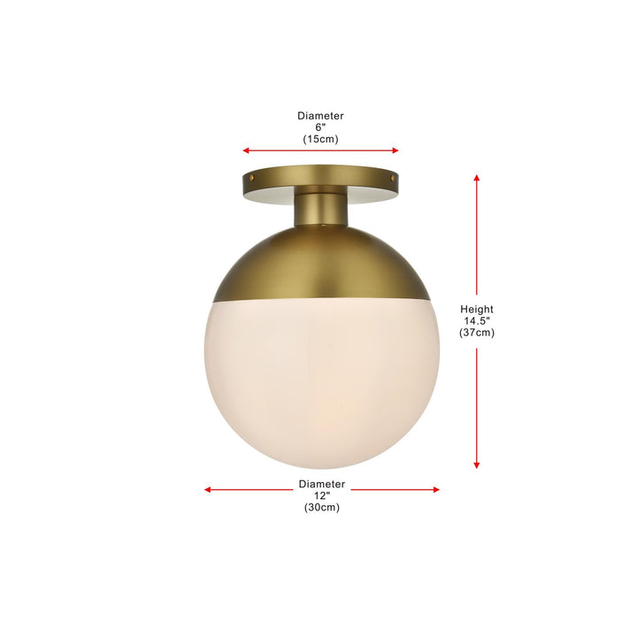 12 Inch Flush Mount Frosted White Shade In Satin Gold