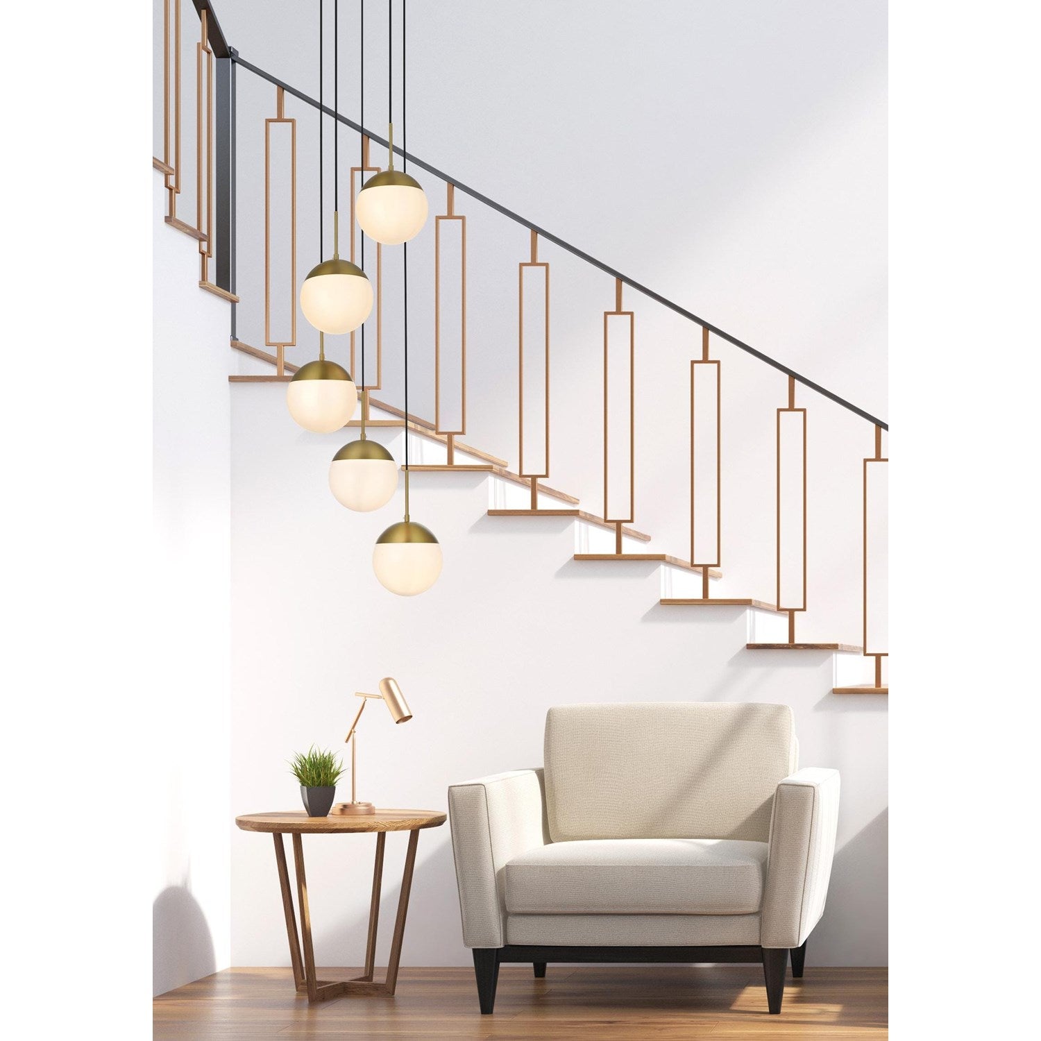 18 Inch Pendant Frosted White Shade In Satin Gold