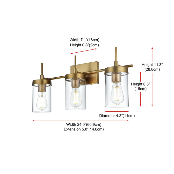 24 Inch Wall Sconce In Satin Gold