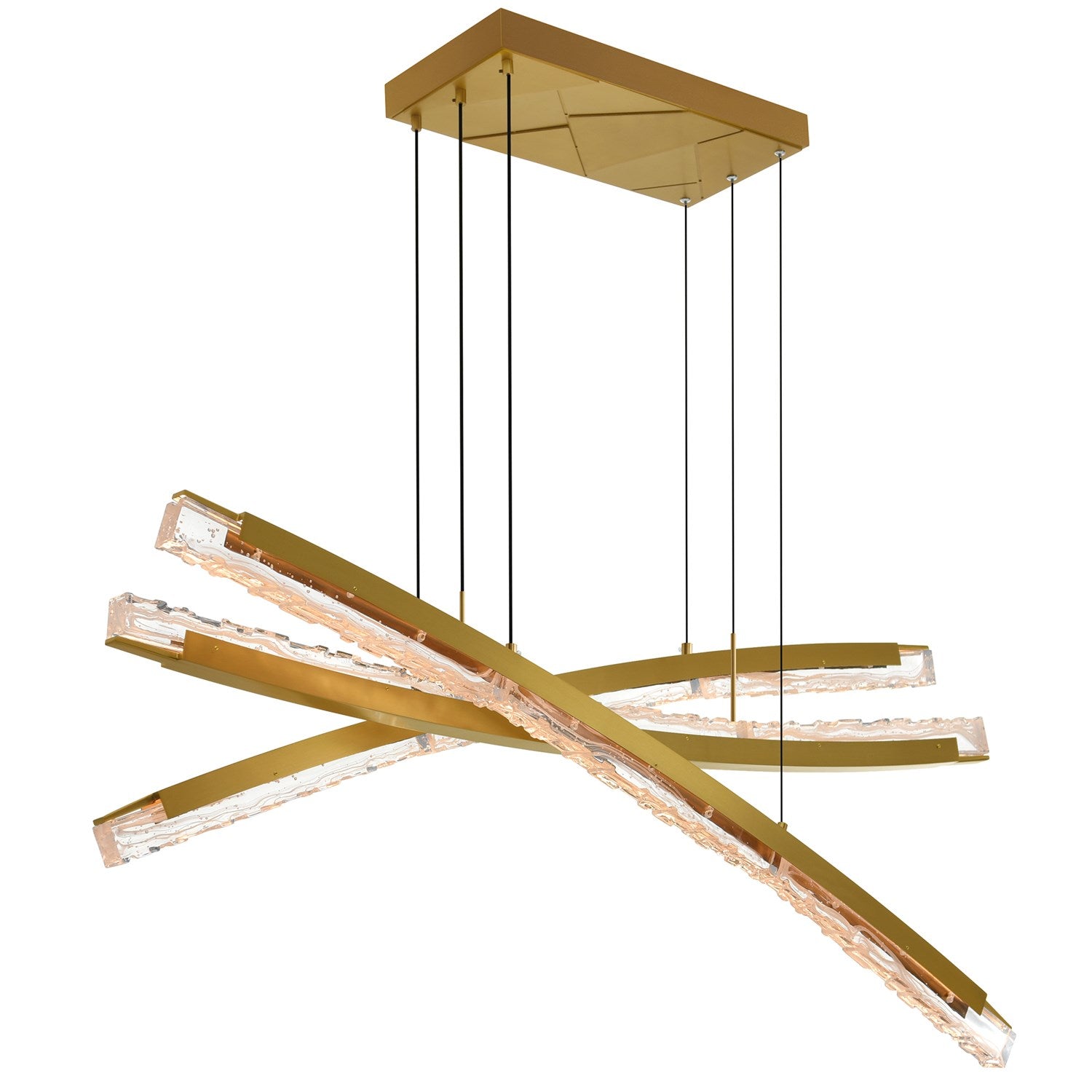 Integrated Led Brass Chandelier by CWI Lighting