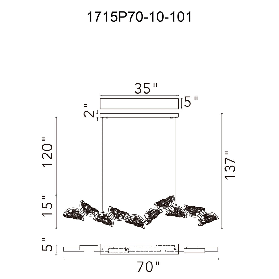 Integrated Led Black Chandelier