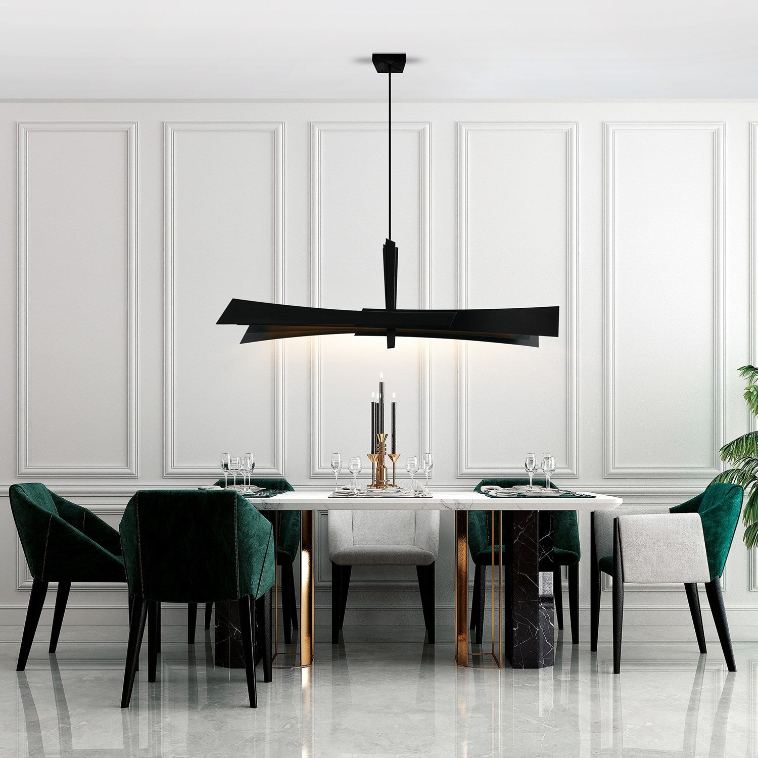 Integrated Led Black Chandelier