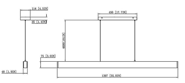 1 Light Linear Chandelier