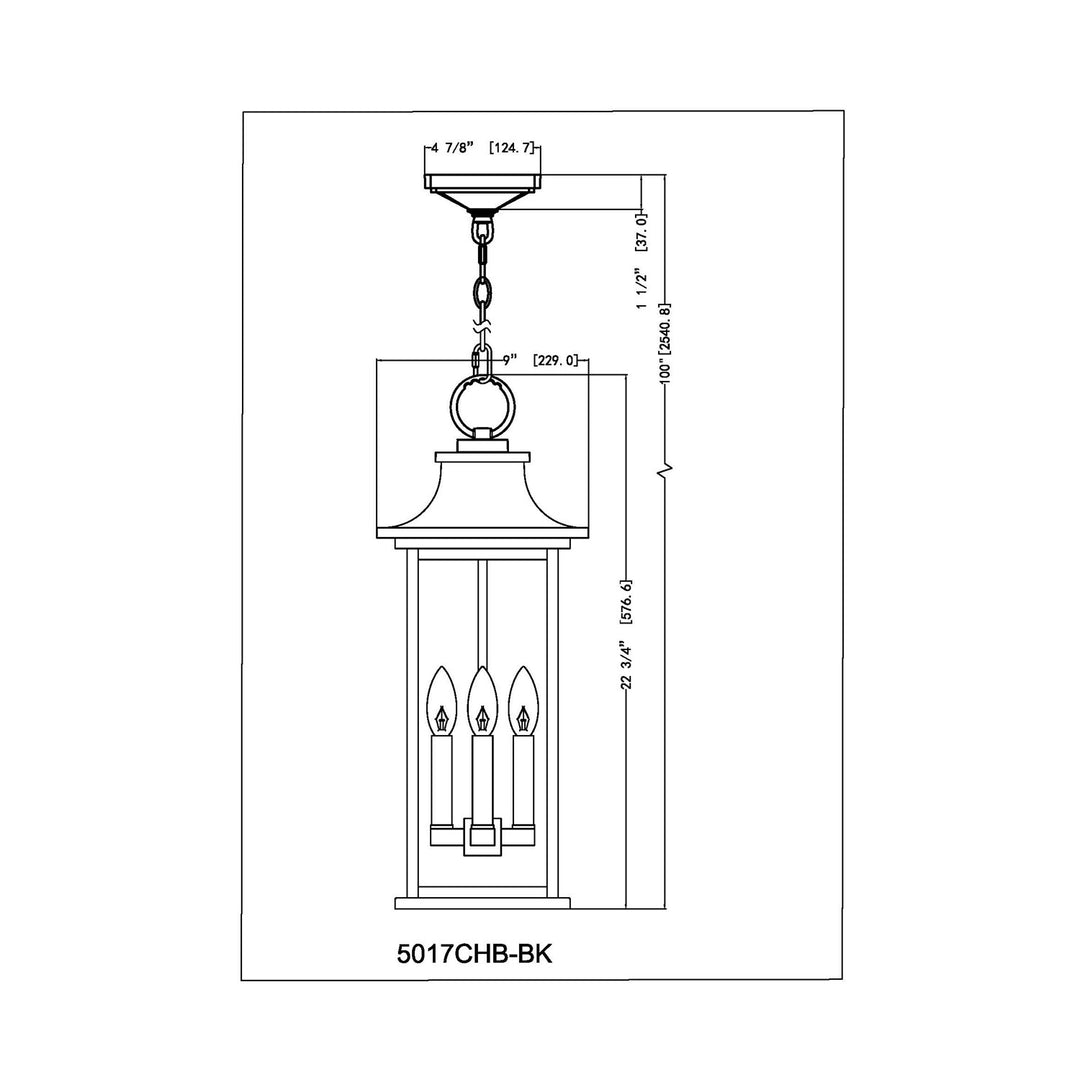 4 Light Outdoor Chain Mount Ceiling Fixture