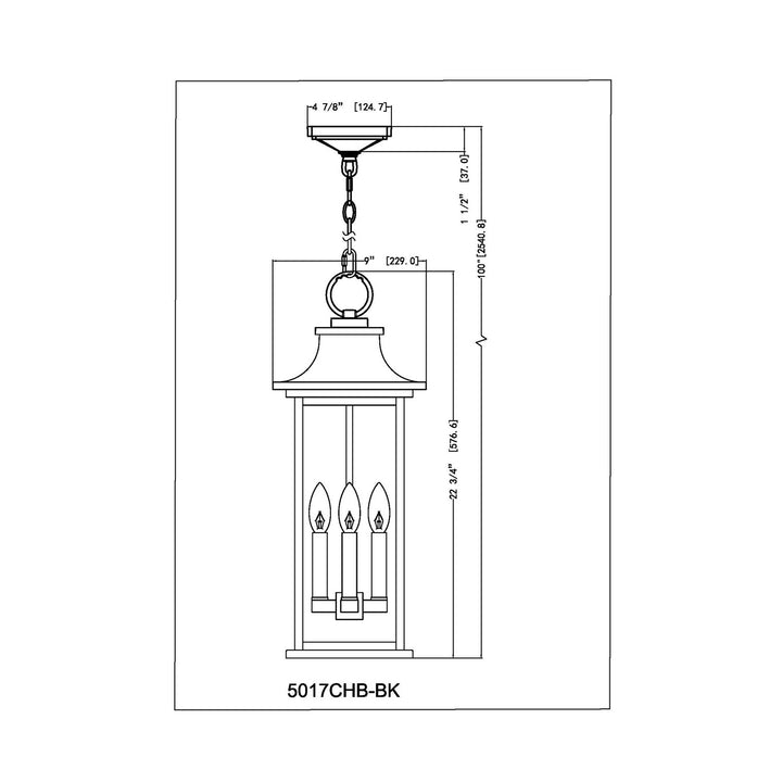 4 Light Outdoor Chain Mount Ceiling Fixture