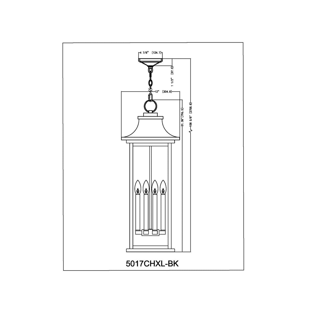 6 Light Outdoor Chain Mount Ceiling Fixture
