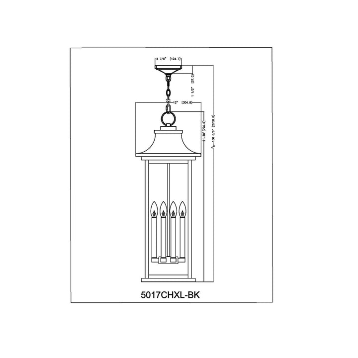6 Light Outdoor Chain Mount Ceiling Fixture