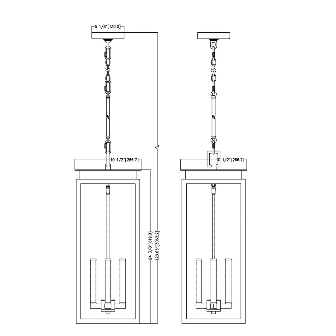 4 Light Outdoor Chain Mount Ceiling Fixture